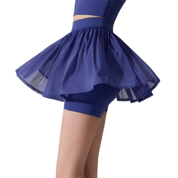 Women's High Waist Ruffle Mini Skort, Flowy Ballet Style Skirt with Built-in Shorts, Stretchy Lightweight Casual Skort