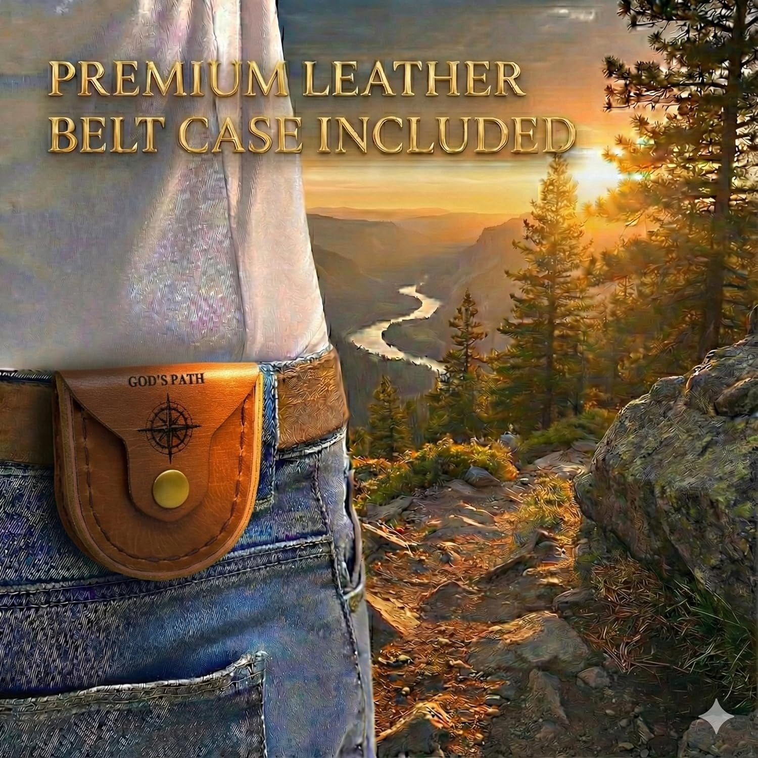 OakiWay God's Path Compass (Psalm 32:8) - Religious Gifts for Men, Baptism Gifts for Teenage Boys - Comes in Leather Case - Sentimental & Inspirational Present - Greeting Card Included