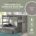 thumbnail image 4 of Solid Pine Staircase Twin over Full Bunk Bed/Chest/Twin Trundle in Charcoal Gray, 4 of 9