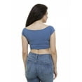 thumbnail image 2 of Women's Short Sleeved Off The Shoulder Crop Top, S, Slate Blue, by Ambesonne, 2 of 3