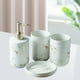 thumbnail image 4 of Juego de Accesorios de Mostrador de Baño, de Jabón Dispensador de Loción con Patrón de Mármol de Cerámica, Construcción Blanco 4 piezas Macarena Plato de jabón de baño, 4 of 7