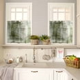 thumbnail image 4 of Abstract Oil Painting Kitchen Curtains and Valances Set, Vintage Green Collage Texture Rod Pocket Window Valance 18 Inch Window Curtain Panels for Living Room Bedroom Laundry, 27.5x36in, 3 Pieces, 4 of 7