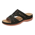 thumbnail image 6 of Dakaela Orthopedic Sandals Women Comfortable Dressy Summer Slip on Slides Arch Support Low Wedges Outdoor Beach Walking Shoes Black Size 6, 6 of 8