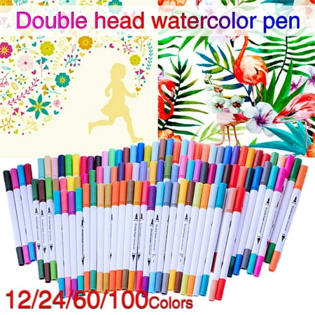 12/24/60/100 Colors Art Markers Dual Tip Art Markers Twin Sketch Markers Pens Based Markers for Adult Kids Coloring Drawing Sketching Card Making (Best Marker Pens For Illustration)