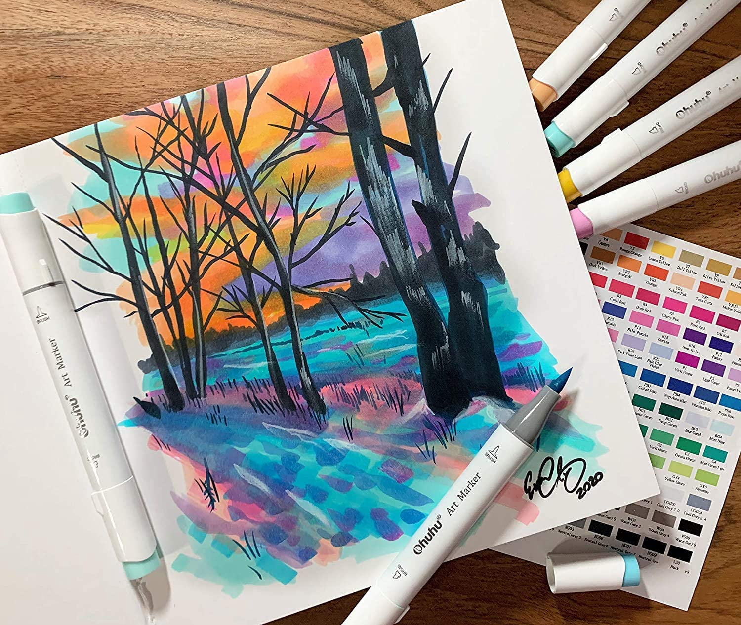Ohuhu Hardcover Sketchbook, Marker Paper Pad, 78 Sheets, 8.3"x11.7", for Alcohol Markers & Drawing