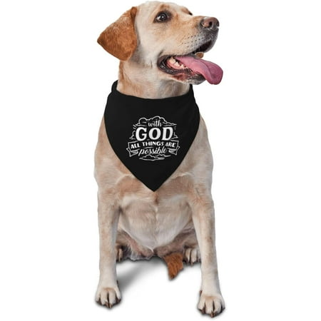 But with God All Things are Possible Pet Scarf Triangle Head Dog Bib Dog Cat Scarf Accessory Bandana Decoration Black