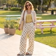 thumbnail image 6 of Evdexr Women's Polka Dot Pants Wide Leg Drawstring Pant Summer 2026 Lightweight Vacation Pant Elastic Waist Palazzo Loose Fit Casual Trousers with Pocket 2XL, 6 of 7