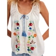 thumbnail image 3 of Women 'S Tie Front Tank Top Y2k Floral Babydoll Crop Vest Going Out Camisole Blouse Shirt White L, 3 of 9