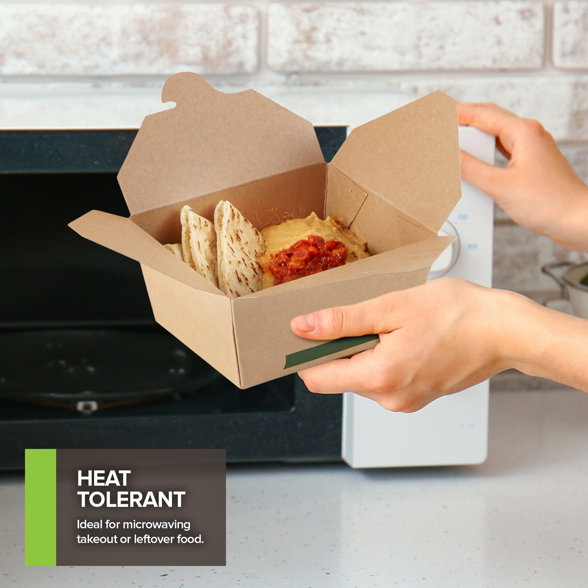 Set of 50 30 oz Food Take Out Containers Disposable Small Microwaveable Paper To Go Boxes Grease Resistant Kraft Cardboard Lunch Box Takeout