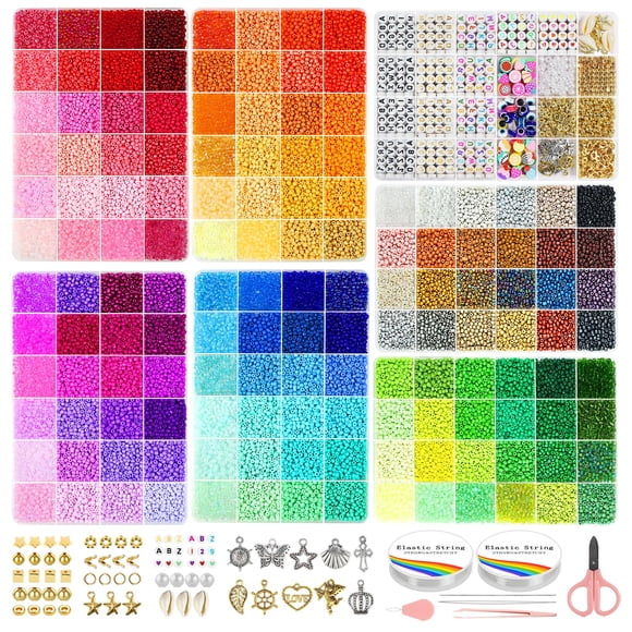 Kit de cuentas Redtwo de 3 mm, 45.000 piezas, set de dijes de 144 colores
