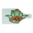 thumbnail image 1 of Hamsa Cutting Board, Middle Hamsa with Defense of Evil Eye Theme, Decorative Tempered Glass Cutting and Serving Board, Wine Bottle Shape, Green Red, by Ambesonne, 1 of 1