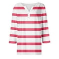 thumbnail image 4 of JULMCOMO Going Out Tops for Women Button Decor V Neck Tops 3/4 Sleeve Summer T-Shirts Striped Print Casual Dressy Tops Tunic, 4 of 5