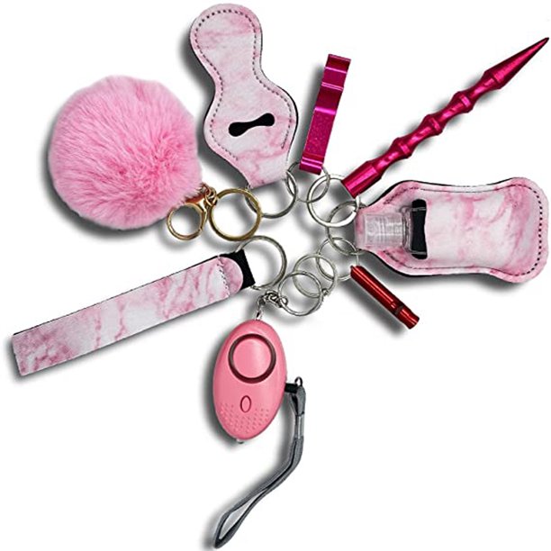 Self Defense Keychain Set Suitable For Ladies And Children Safety Keychain Accessories Personal Alarm Clock With Safety Sound Pink Walmart Com