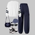 thumbnail image 6 of Nwiuh Tween Girls Clothes Long Sleeve Graphic T-Shirt Top + Cargo Pants 2pcs Outfit Set (Navy, 11-12 Years), 6 of 9