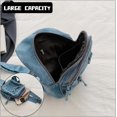 thumbnail image 7 of Sunyuer Women Vintage Denim Sling Bag, Lightweight Casual Crossbody Chest Bag, Multi Pocket Denim Fanny Pack Adjustable Strap Daypack for Travel Walking Commute, 7 of 7