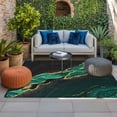 thumbnail image 2 of Green Marble Outdoor Rug for Patio/Deck/Porch, Non-Slip Large Area Rug 6 x 9 Ft, Gold Abstract Vintage Modern Ombre Art Indoor Outdoor Rugs Washable Area Rugs, Reversible Camping Rug Carpet Runner, 2 of 8