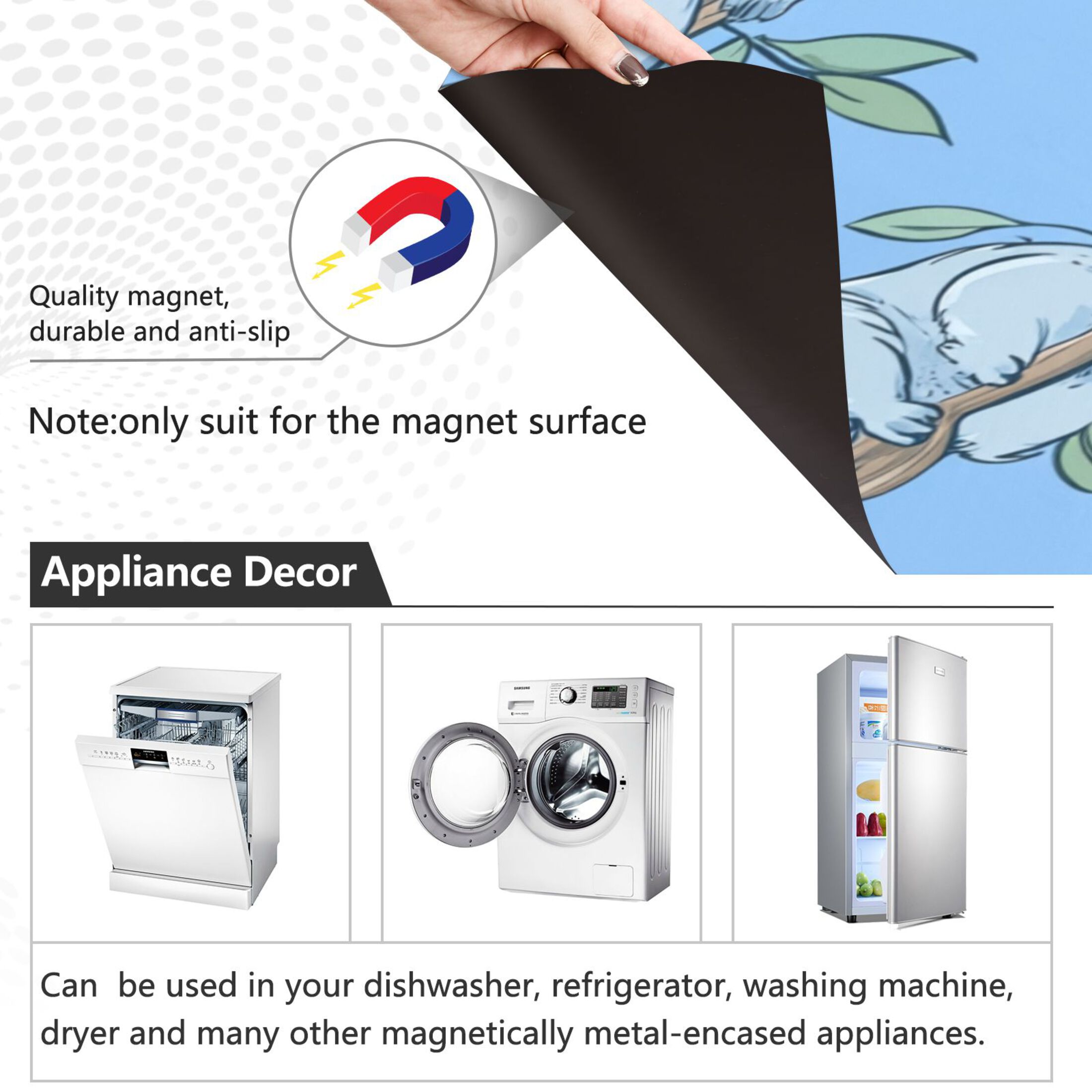 Dishwasher Magnetic Refrigerator Magnet Cover Sticker Home Decorative 23"x26" Lovely Cartoon Blue Koalas