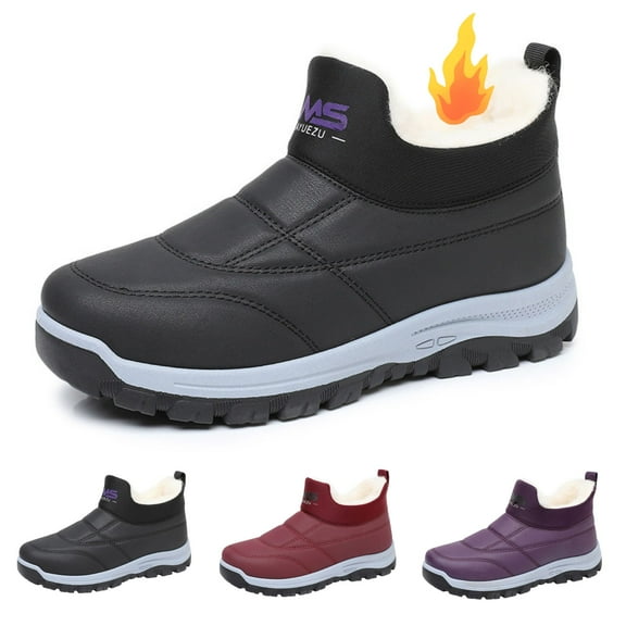 CHICVOMEY Women's Winter Boots Fur Lined Ankle Boots Slip Proof Snow Shoes with Comfortable Soft Sole Warm Non-Slip Shoes for Women