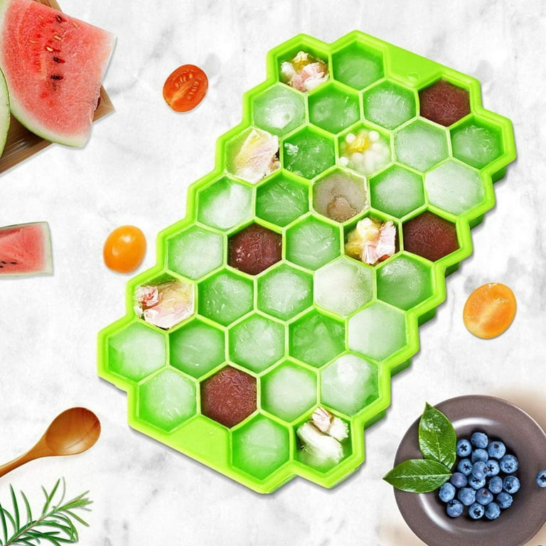 Silicone Ice Cube Tray Set (2 Pack) Honeycomb Shaped Flexible Ice