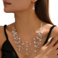 thumbnail image 2 of TidBay 2Pcs/Set Exaggerated Bohemian Ethnic Style Necklace Earring Set Artificial Crystal Beaded Multi-layered Necklace Hook Earrings Set Jewelry Gift, 2 of 8
