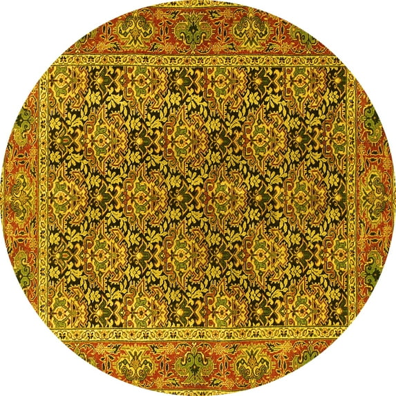 Ahgly Company Indoor Round Persian Yellow Traditional Area Rugs, 4' Round