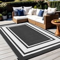 thumbnail image 7 of Outdoor Plastic Waterproof Rug 9'x 12' for Patio, Porch, Deck, Backyard, Balcony, Reversible, Geometric, 7 of 7