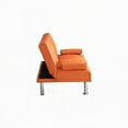 thumbnail image 6 of Modern Orange Leather 67" Sofa Bed with Double Fold and Coffee Table, 6 of 12