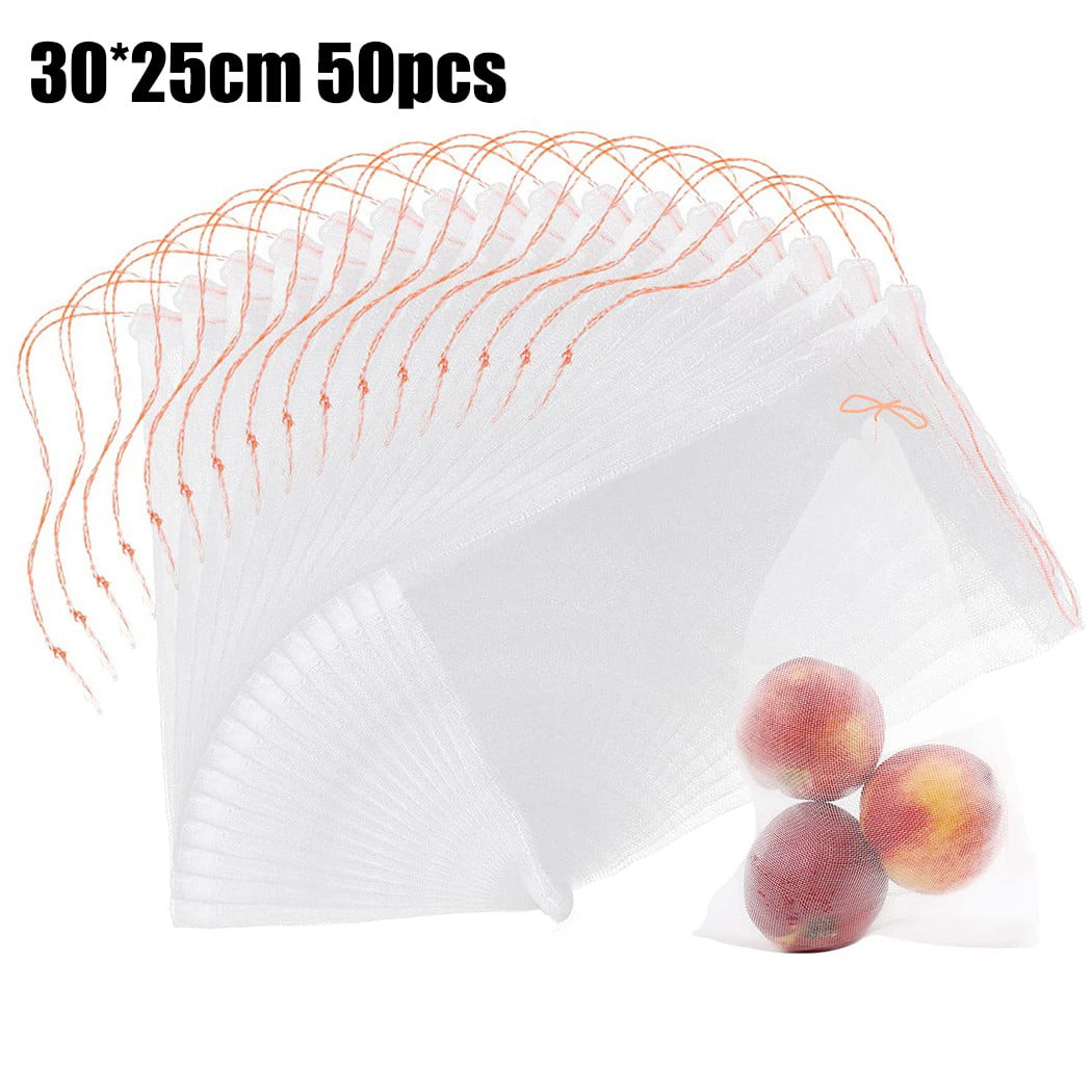 50x Agriculture Garden Fruit Vegetable Protector Exclusion Mesh Netting Bags 