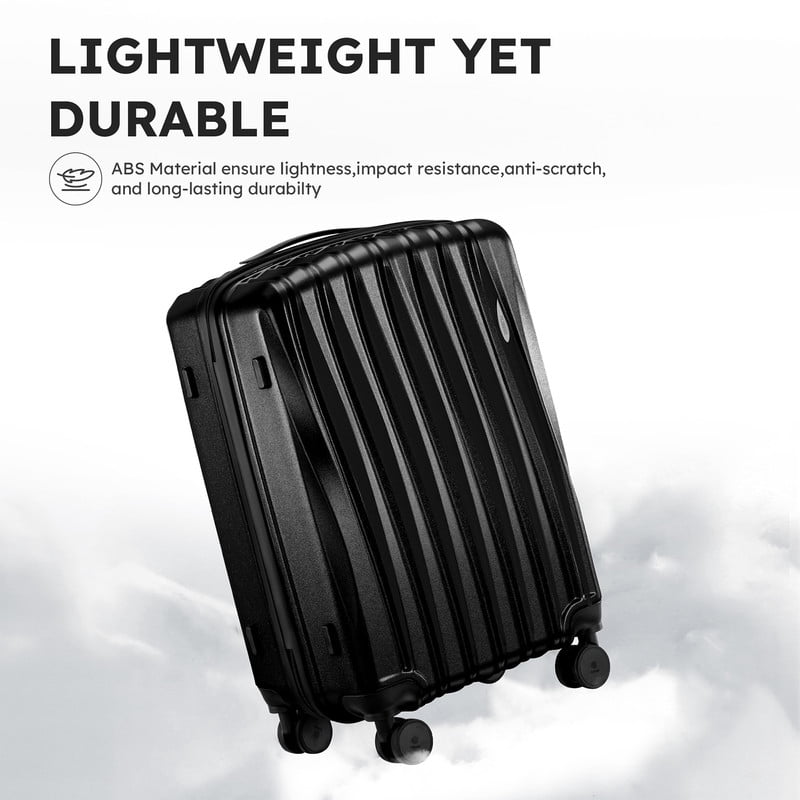 Gowill 3 Piece Hardside Luggage Set 27/23/19 inch Hardshell Lightweight Spinner Wheels Carry-on and Checked Suitcase.Black