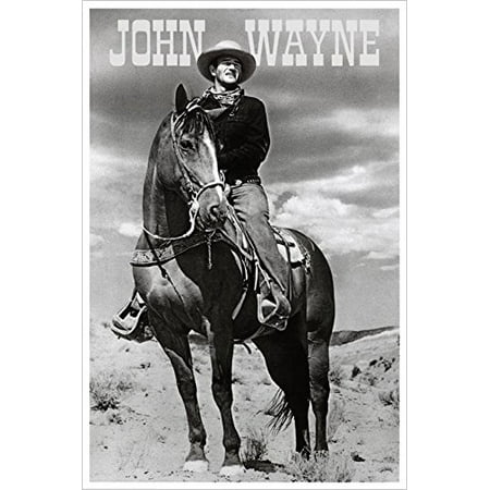 John Wayne on a Horse Portrait 36x24 Art Print Poster Cowboy The Duke True Grit American Hero Movie Star Hollywood Icon Legend Western