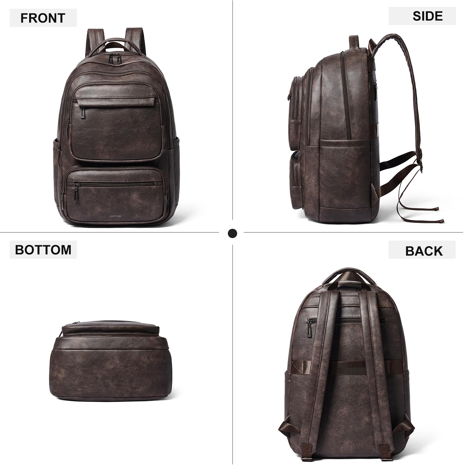 43L Backpack Purse for Women Travel Backpack Leather Large Women 17 16 15.6 Inch Laptop Bag Handbags For Travel Work College Large Coffee
