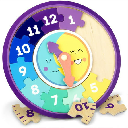Day & Night Teaching Clock, 13-piece Wooden Reversible Jigsaw Puzzle Clock Faces for Basic and Advanced Levels by, TICK TOCK: There's no time like the.., By Imagination