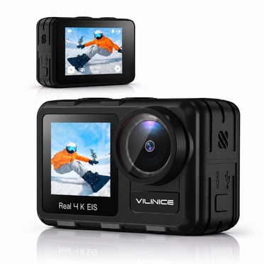 VILINICE 4K 60FPS Action Camera, 24MP Digital Camera for Photography, EIS Anti-Shake, IPX8 Waterproof, Built-in Microphone, 170° Wide-Angle Sports Camera for Travel and Outdoor, Accessories Included