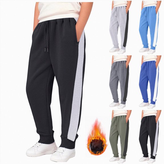 10-12 Years Boys Pants Casual Trousers Boy Fleece Trousers Casual Pants Cargo Jogger Pants with Pockets Light Gray Pants