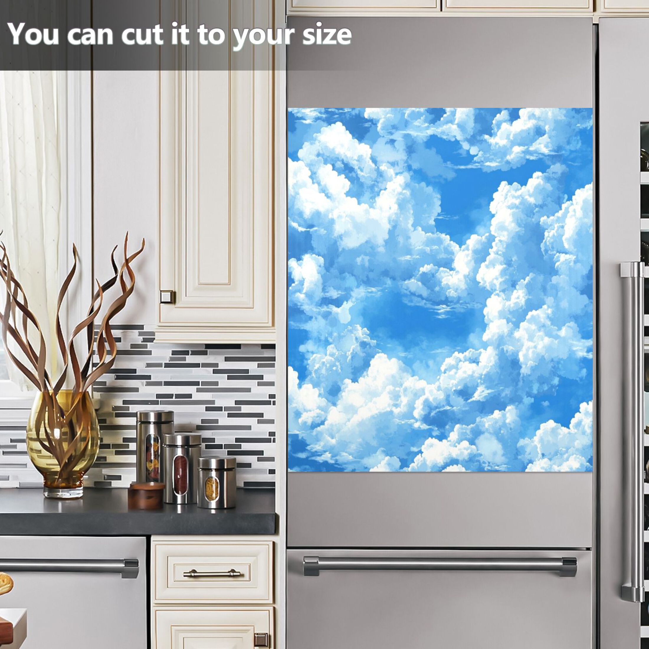 Dishwasher Magnetic Sticker 23x26 Inch Refrigerator Magnetic Sticker Washing Machine Magnetic Sticker Kitchen Panel Magnetic Sticker Home Decor Beautiful Cartoon Blue Sky