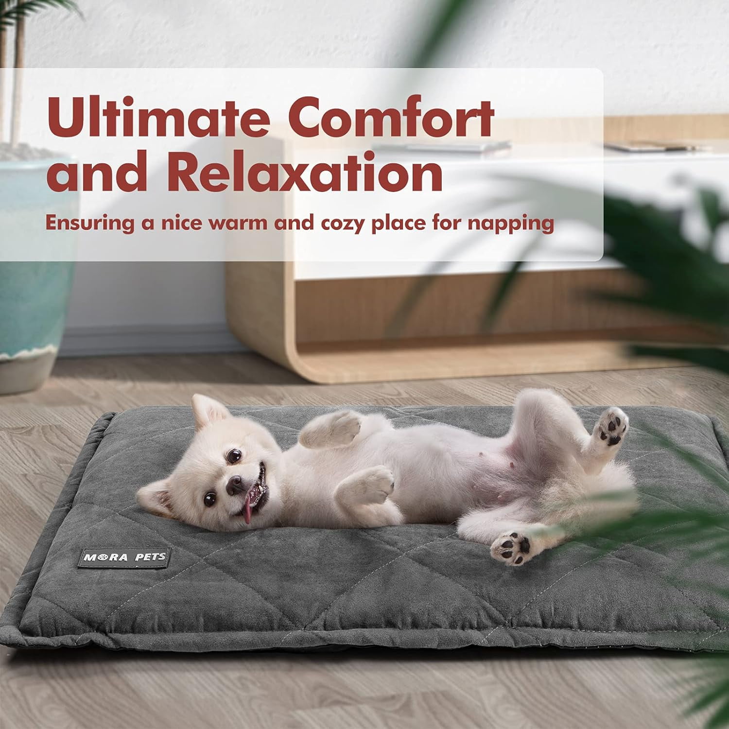 Self Warming Cat Bed Washable Cover And Non Slip Bottom Self Heating Pet Pad for Medium Large dogs, Gray, 36inch