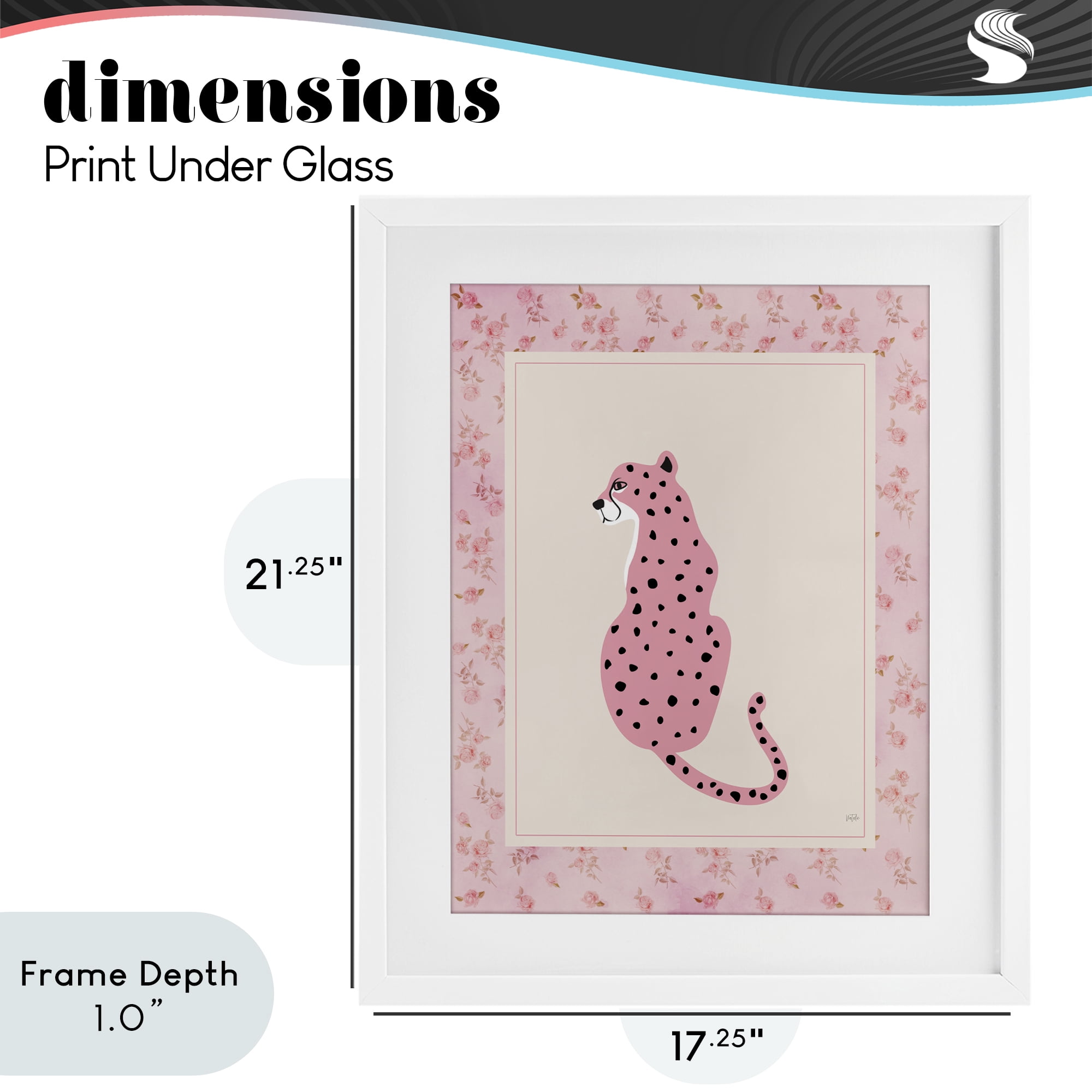 Stupell Industries Pink Sitting Cheetah with Border White Framed Print Under Glass, design by Natalie Carpentieri