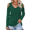 thumbnail image 2 of MEICHEN Spring and Summer Women's Clothing Color Cotton Fashion Solid Color Strapless Long Sleeved T Shirt, 2 of 6