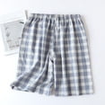 thumbnail image 3 of Previn Men's Cotton Pajama Shorts Summer Sleepwear Plaid Soft Pj Short Cool Thin Comfy Sleep Bottoms Drawstring Casual Lounge Shorts Blue Medium, 3 of 4
