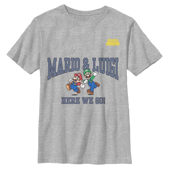 Boys Nintendo Mario and Luigi Here We Go T Shirt