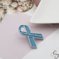 thumbnail image 4 of Blue Ribbon Brooch Ovarian Cancer Awareness Pin Hope Lapel Buttons Badges Metal Alloy Enamel Blue Ribbon Pin, 4 of 13