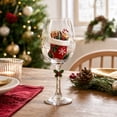 thumbnail image 4 of 4-Piece Hand-Painted Christmas Wine Glasses – Crystal Goblets with Tree Snowflake Design for Holiday, 4 of 7