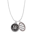 thumbnail image 1 of Delight Jewelry Silvertone Antiqued Round Seal - Initial - W - Best Mom Ever Charm Necklace, 1 of 4