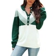 thumbnail image 1 of Suéter casual de manga larga con hombros caídos, botones en la parte delantera y cuello alto para mujer, talla M, color verde, 1 of 8
