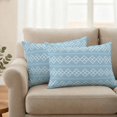 thumbnail image 2 of Blue Boho Outdoor Waterproof Pillow Covers, Vintage Ethnic Tribe Abstract Art Geometric Decorative Rectangle Throw Pillowcase Sofa Cushion Sham for Patio/Couch/Chair, 20"x12" 2 Pack, 2 of 8