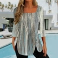 thumbnail image 2 of Cyber&Monday Deals Dyegold Fall Tops For Women 2023 Trendy Long Sleeve Shirts Casual Loose Floral Tunics Fashion Slit Button Square Neck Blouse, 2 of 3