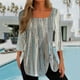 thumbnail image 1 of ICHUANYI Clearance Fashion Women Solid T-shirt Mid-length 3/4 Sleeves Blouse Round Neck Casual Tops(Green, M) ICHUANYI WER2023080808470, 1 of 3