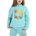 thumbnail image 4 of Boys Hoodies Set Jesus Loves You Hooded Sweatshirts Comfy Letter Print Long Sleeves Loose Pullover 2 PC Outfits Christian Sweatshirt for Boys Girls 3-4 Years, 4 of 5