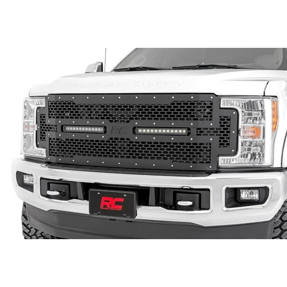 Rough Country Mesh Dual LED Grille Insert for 2017-2019 Ford Super Duty - 70216
