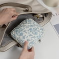 thumbnail image 2 of Luxury Small Soft Quilted Cotton Makeup Bag for Purse, Cosmetic Bag with Compartments, Cotton Aesthetic Makeup Bag, Travel Toiletry Pouch, Key Pocket Lipstick Bag Card Holder Data Cable Organizer, 2 of 6